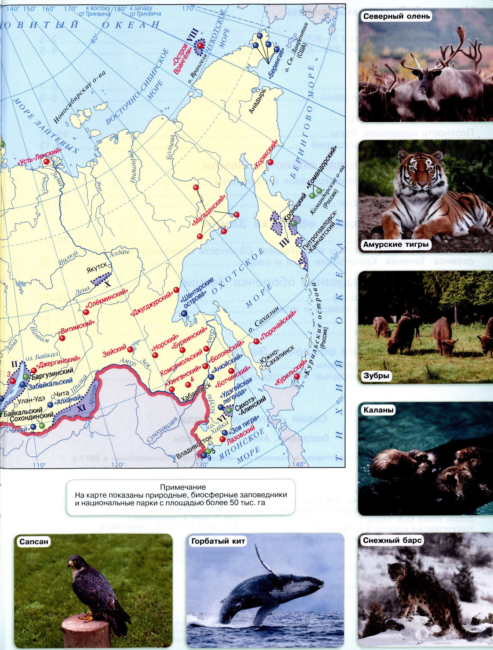Охраняемые природные территории РФ, атлас по географии 5-6 класс