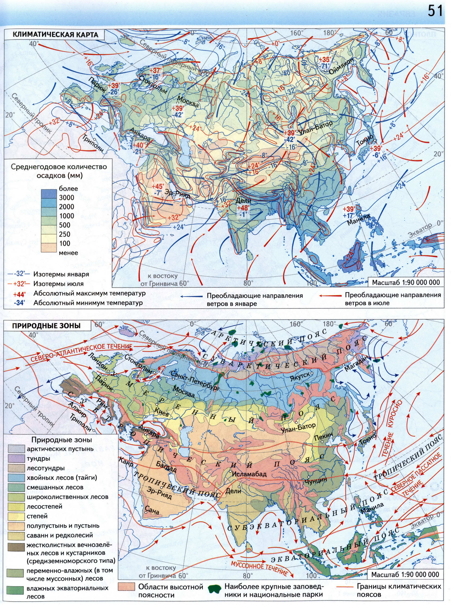 Атлас 7 класс Вентана Граф - Евразия климатическая карта