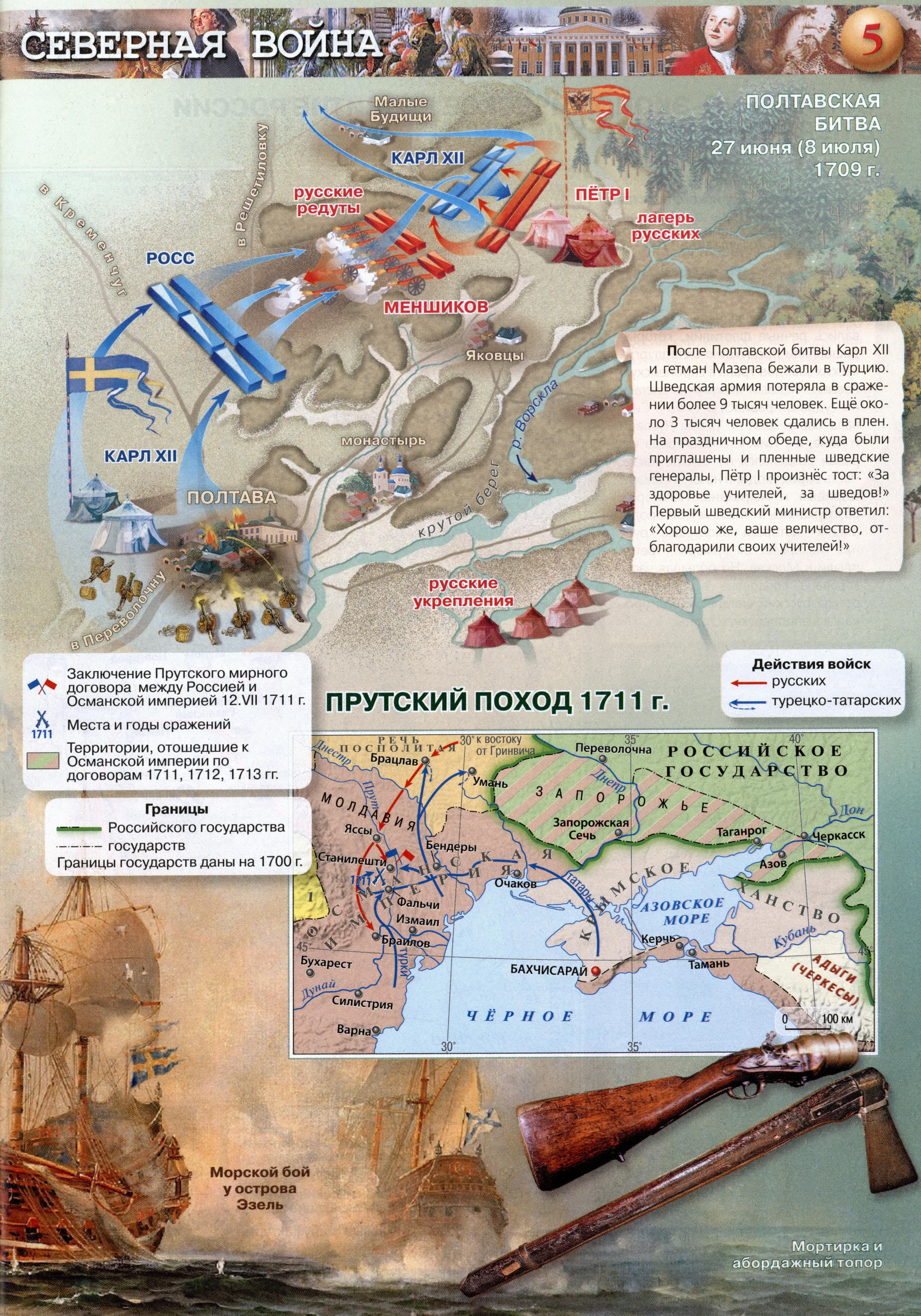 Северная война 1700-1721 - атлас 8 класс история России - История России